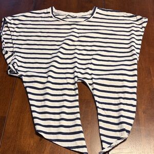 Zara Navy and White Striped Crop Top